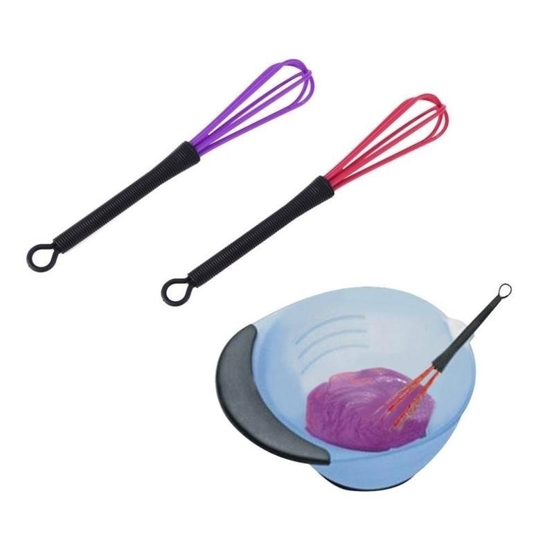 2Pcs Whisk Mini Egg Rotary Egg Mixer Beaters Balloon Flat Steel Wire Bowl Scraper (color random)