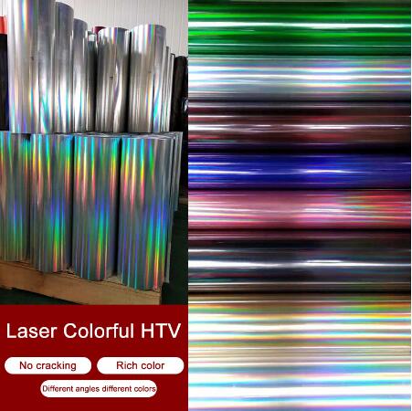25cmx25cm(10x10") Beautiful Color Hologram PET laser Heat Transfer Vinyl Heat Press Machine Iron on HTV Mirror Film DIY T-shirt