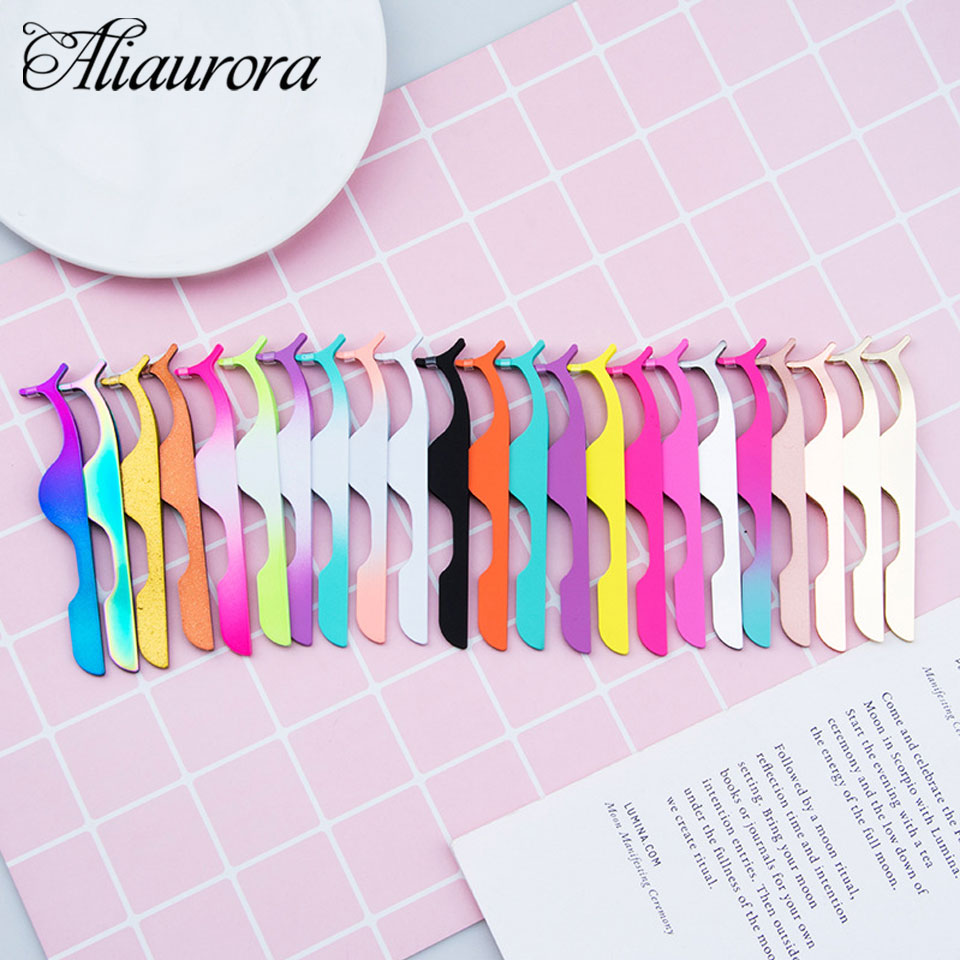 1pcs False Eyelashes Tweezers Beauty Makeup Tools Stainless Auxiliary Fake Eyelash Extension Curler Clip Applicator Accessories