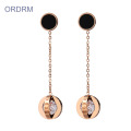 Long Chain Cubic Zirconia Circle Drop Earrings