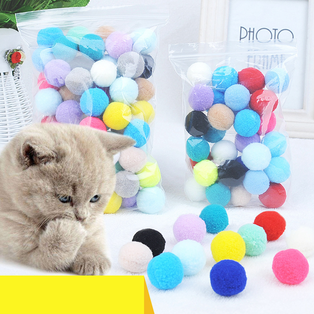 Cute Funny Cat Toys Stretch Plush Ball 0.98in Cat Toy Ball Creative Colorful Interactive Cat Pom Pom Cat Chew Toy Dropshipping