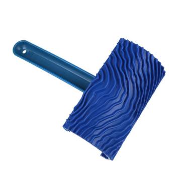 Blue Rubber Wood Grain Paint Roller Brush DIY Wood Grain Pattern Wall Painting Tool with Handle Wall Painting Roller Home Tool