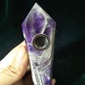 1pc Natural dream Amethyst quartz Crystal Smoking Pipe+1 brush+3 Filters