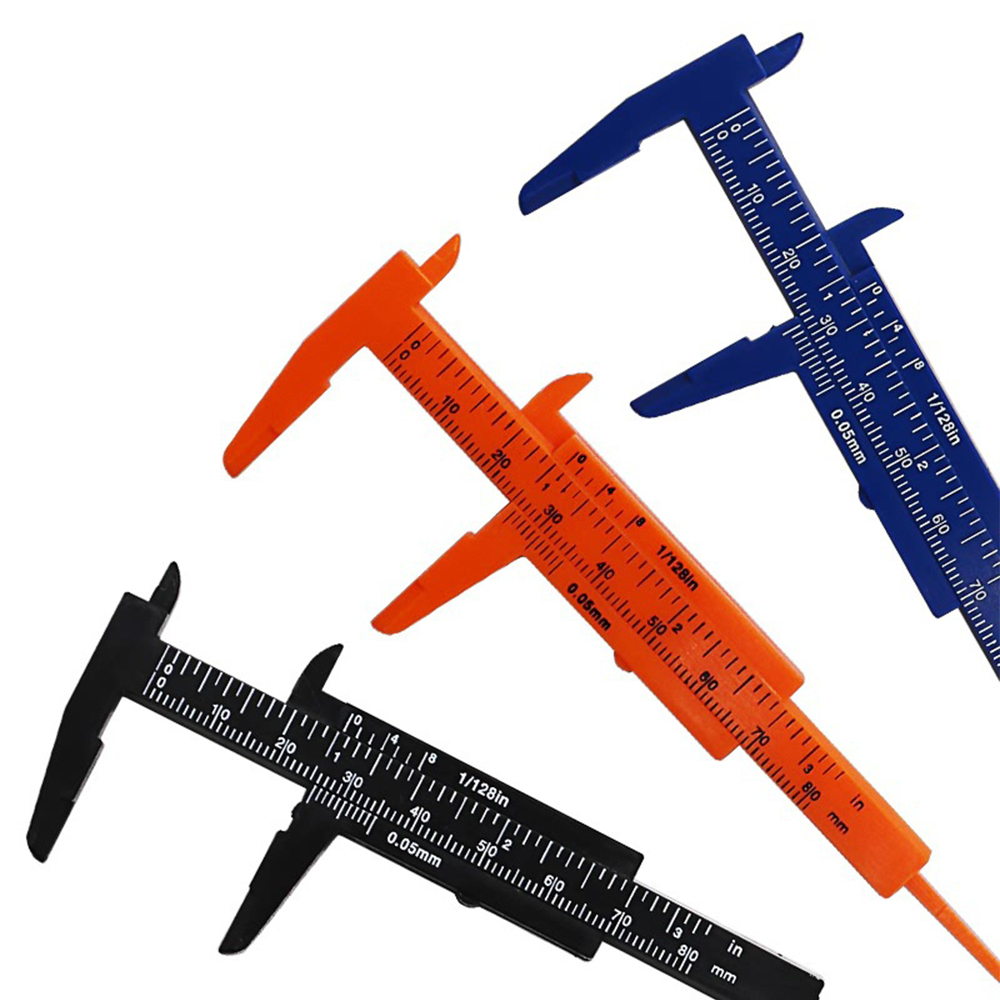 1Pcs 0-80mm Double Rule Scale Plastic Vernier Caliper Measuring Student Mini Tool Ruler