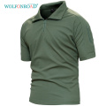WOLFONROAD Outdoor Golf Sport Hiking Tops Zipper Collar Men's Tactical Army Shirts Military Pullover Hunting T-Shirt Men T shirt