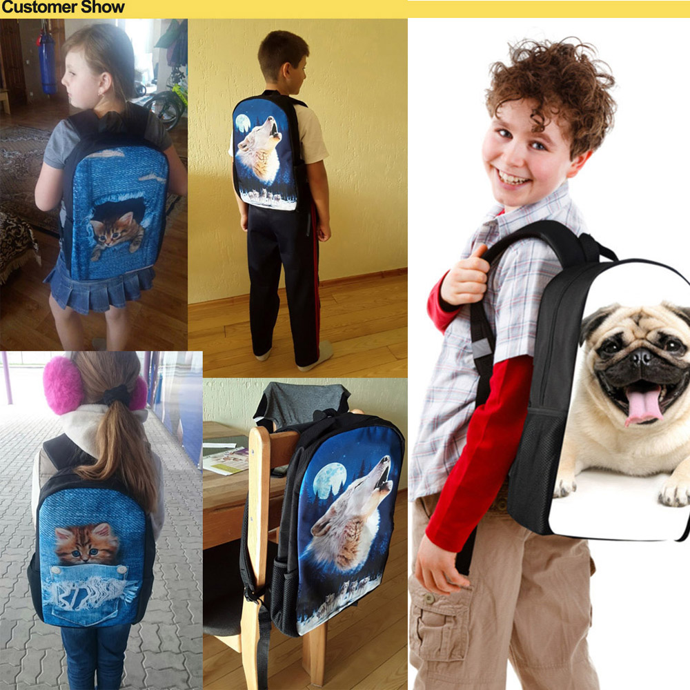 3pcs/Set School Backpack for Kids Boys Girls Cool Wolf 3d Printing Children Orthopedics Rucksack Bookbag Pencil Mochila Escolar