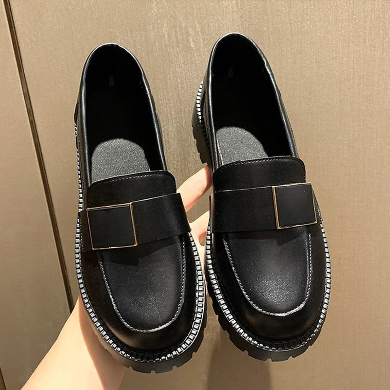 MCCKLE Fashion Pumps Women Square Heels Ladies Office Mules Slip On Single Leather Shoes Female Loafers British Spring 2021