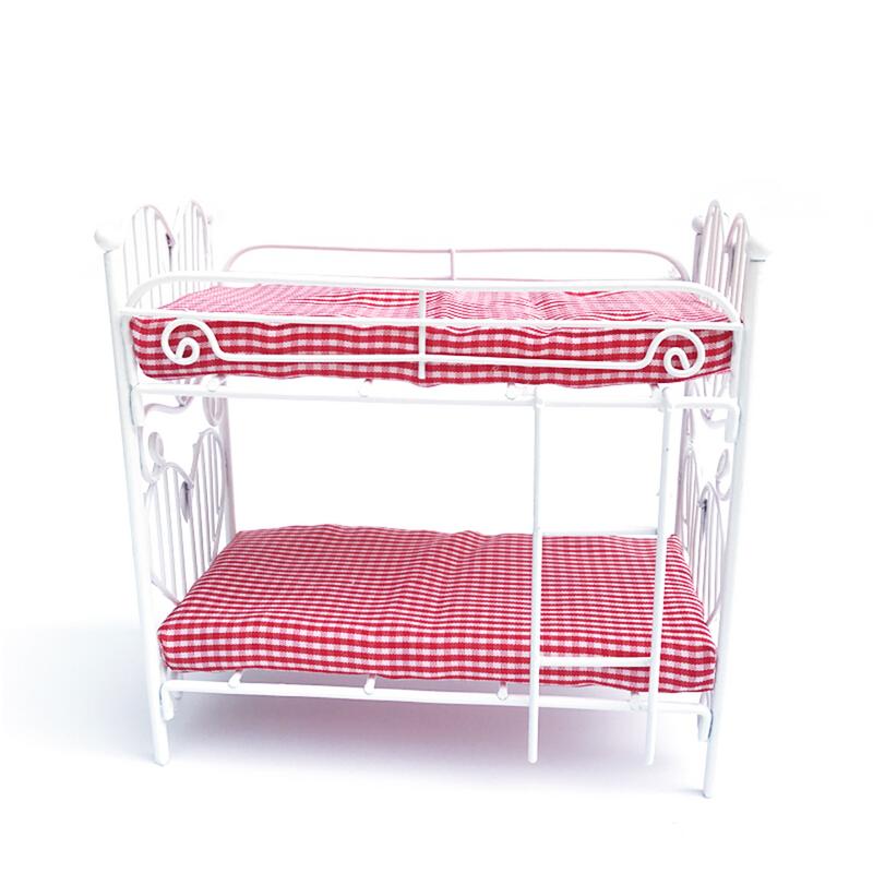 1/12 Dollhouse Model Accessories Mini Furniture Iron Frame Two-layer Bed Kids Toys Furniture