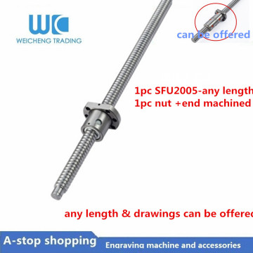 1pc SFU2005-150 200 250 300 350 400 450 500 550mm ball screw with ball nut BK/BF15 end machined CNC parts