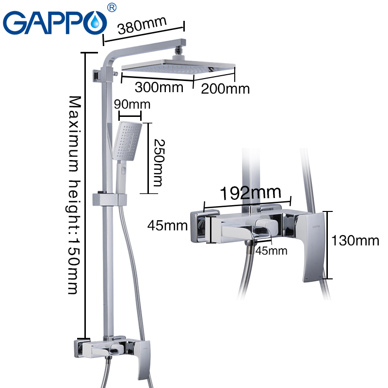 GAPPO shower System bathroom massage showers wall mounted shower heads chrome polished rainfall bath mixer rain shower sets