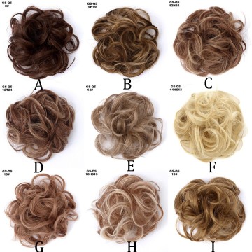 Girls Curly Scrunchie Chignon With Rubber Band Brown Gray Synthetic Hair Ring Wrap On Messy Bun Ponytails