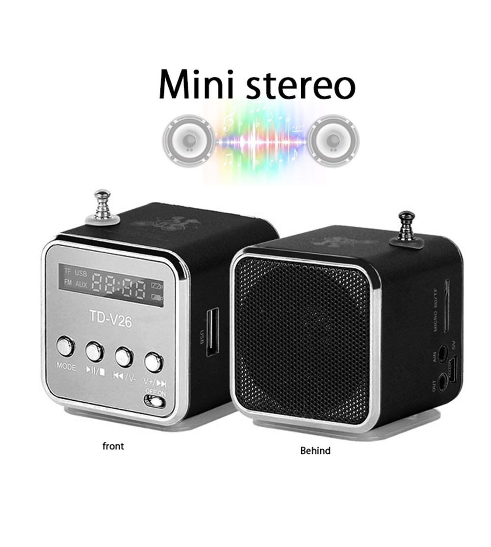 TD-V26 Portable Radio Speaker With LCD Display Support Micro SD/TF MP3 Music Player Digital FM Compatible For Laptop