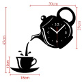 3D Wall Clock Creative DIY Acrylic Coffee Cup Teapot Decorative Kitchen Wall Clocks Living Room Dining Room Home Decor Clock
