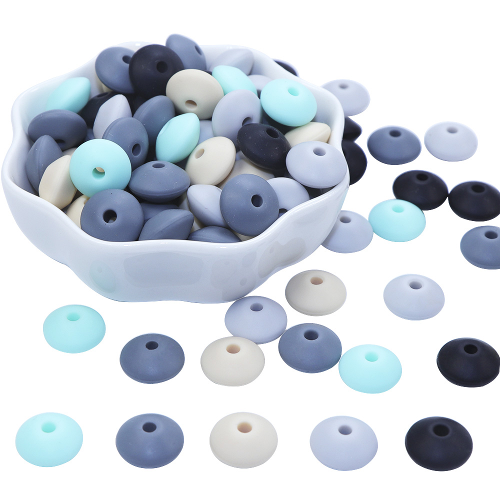 BOBO.BOX 10Pcs 12mm Silicone Beads Lentil Baby Teething Toys Pacifier Chain Food Grade Pearl Silicone DIY Necklace Jewelry Beads