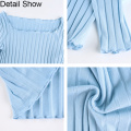 Casual Solid Knitted Ribbed Elastic Basic Cropped T-Shirt Women 2020 Autumn Harajuku Square Collar Long Sleeve T Shirt y2k Top