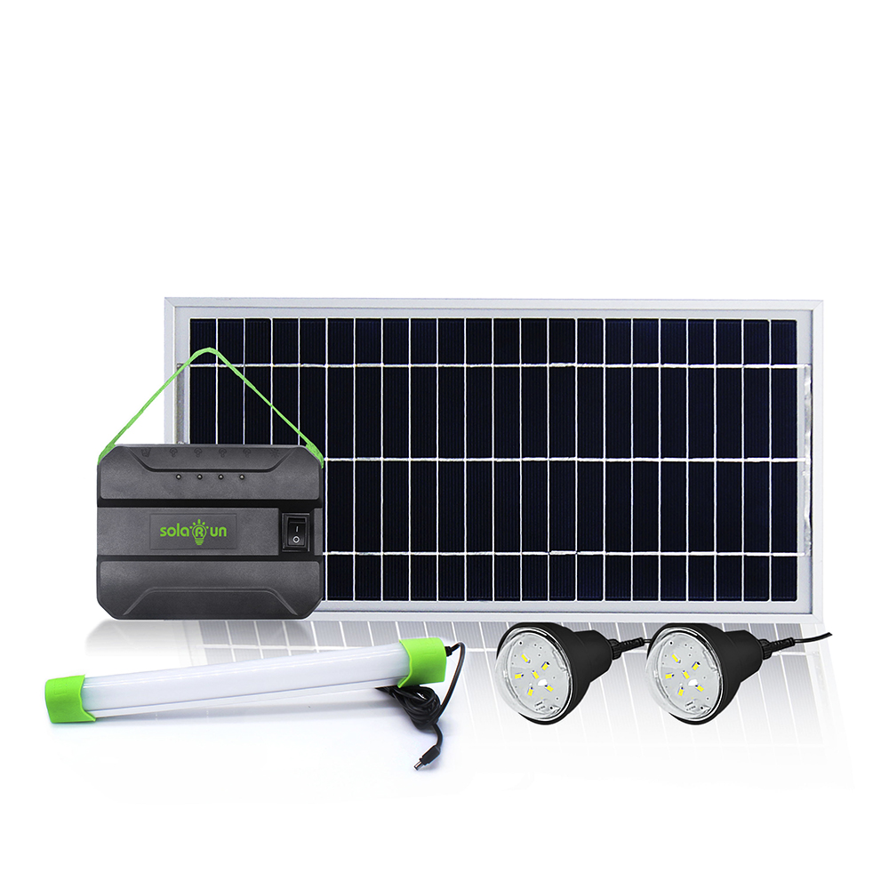 Solarun outdoor charger function solar energy home power systems AC/DC generator with 3 light and fan