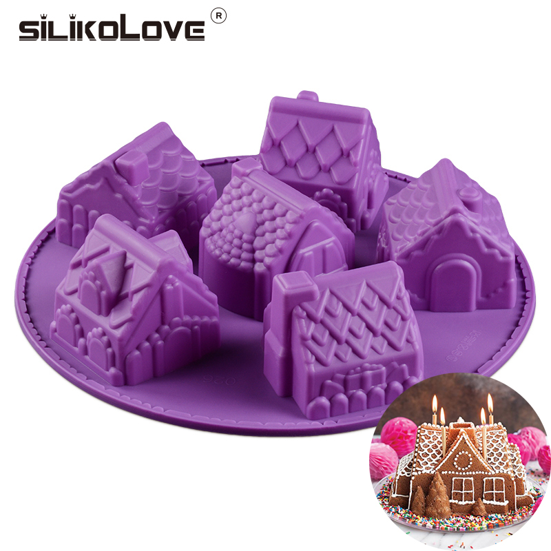 SILIKOLOVE DIY Christmas Silicone Mold Gingerbread House Dessert Cookies Chocolate Candy Cake Decoration Bakeware Tools Candle