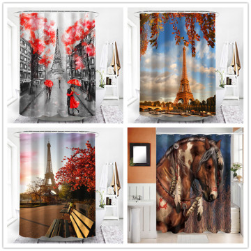 Romantic Paris Home Decor Wall Screen Blackout Bathroom Paris Tower Shower Curtains Waterproof Fabric 180x180 High Quality tende