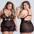 5XXL Lace Lingerie Porno See Though Ropa Sexy Para El Sexo Black Womens Nightgown Sleepwear Night Dress Pull Size