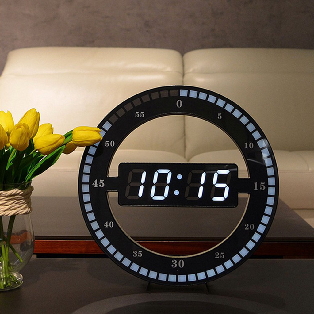 Home Office Decor Creative Annular Design Smart Adjust Lightness Hanging Number LED Display Desktop Digital Table Clocks