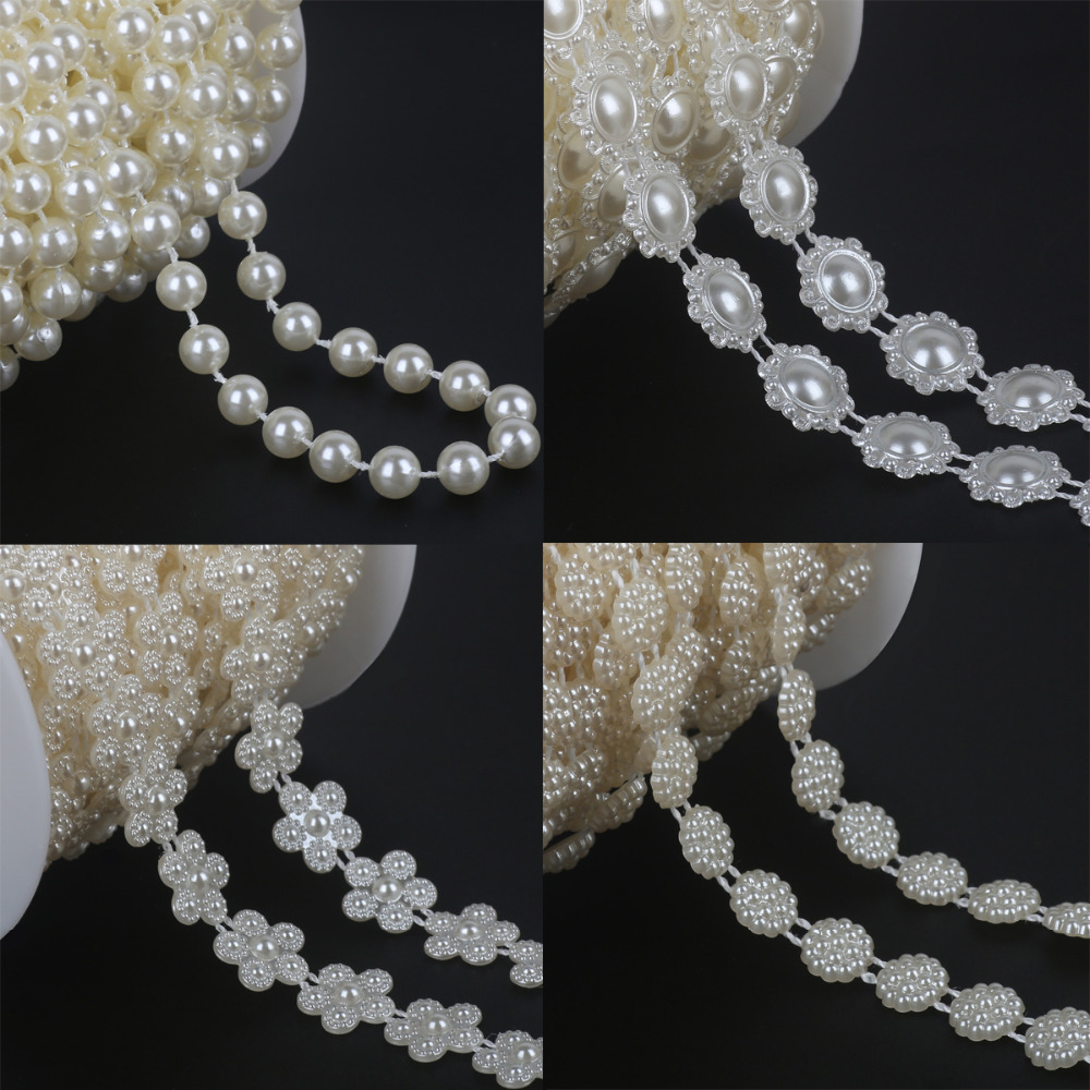 Multi-size Imitation Pearl Beads Chain Garland Flatback Acrylic Beads For Jewelry Making DIY Needlework Accessories