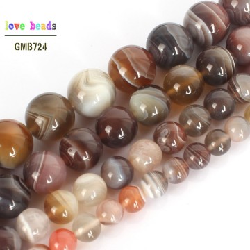 Natural Stone Botswana Sardonyx Agates Round Loose Stripe Beads 6 8 10 12mm 15