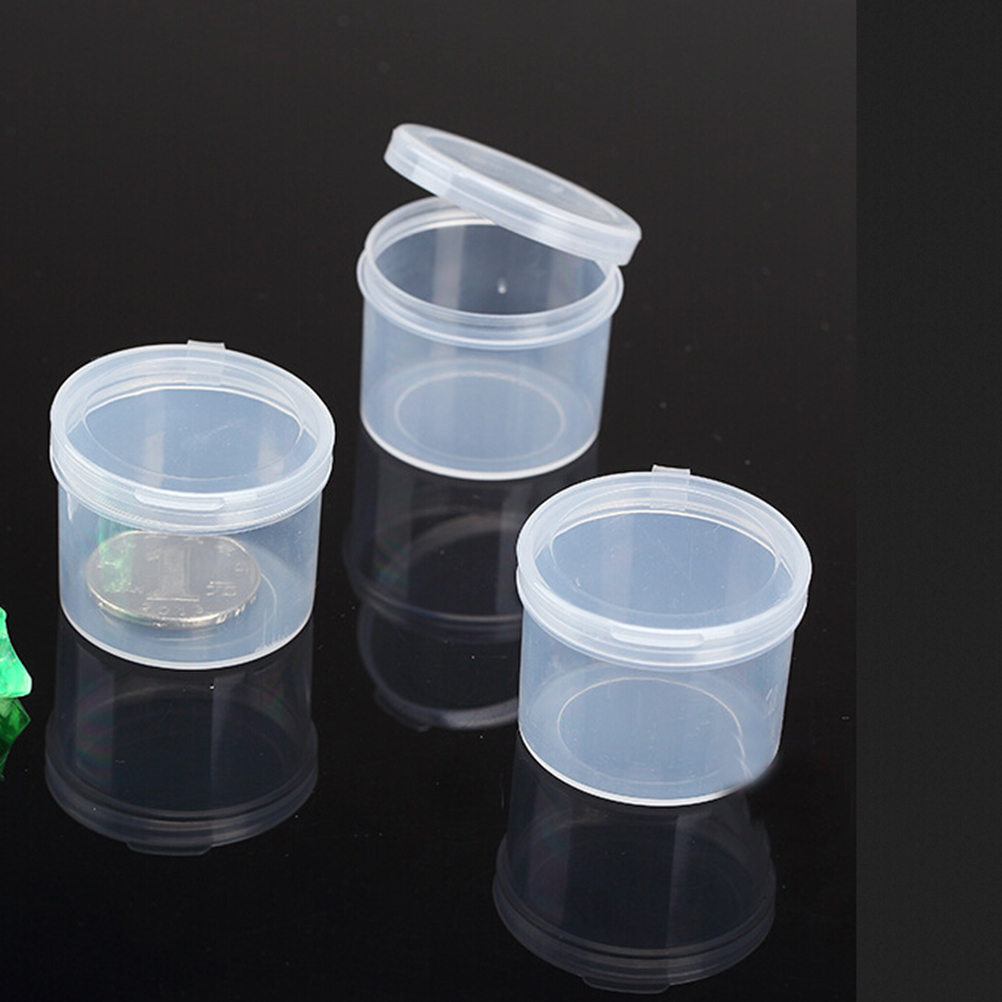 5PCS Plastic Small Round Clear Lid Pill Storage Box Case Coin Collecting Capsules Transparent Holders 3.4*2.7CM NEW