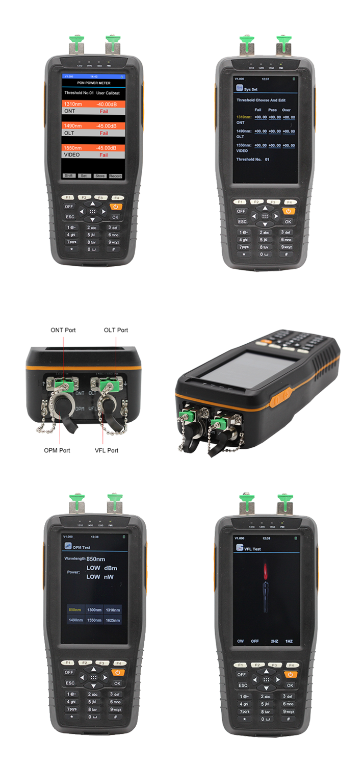 Optical PON Power Meter Fiber Cable Testing Instrument with Pass Fail Function 1310 1490 1550nm In Service Checking
