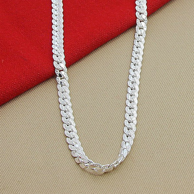 Wholesale Price 6MM Full Sideways Necklace for Women Men 925 Sterling Silver Jewelry Snake Chain Necklaces