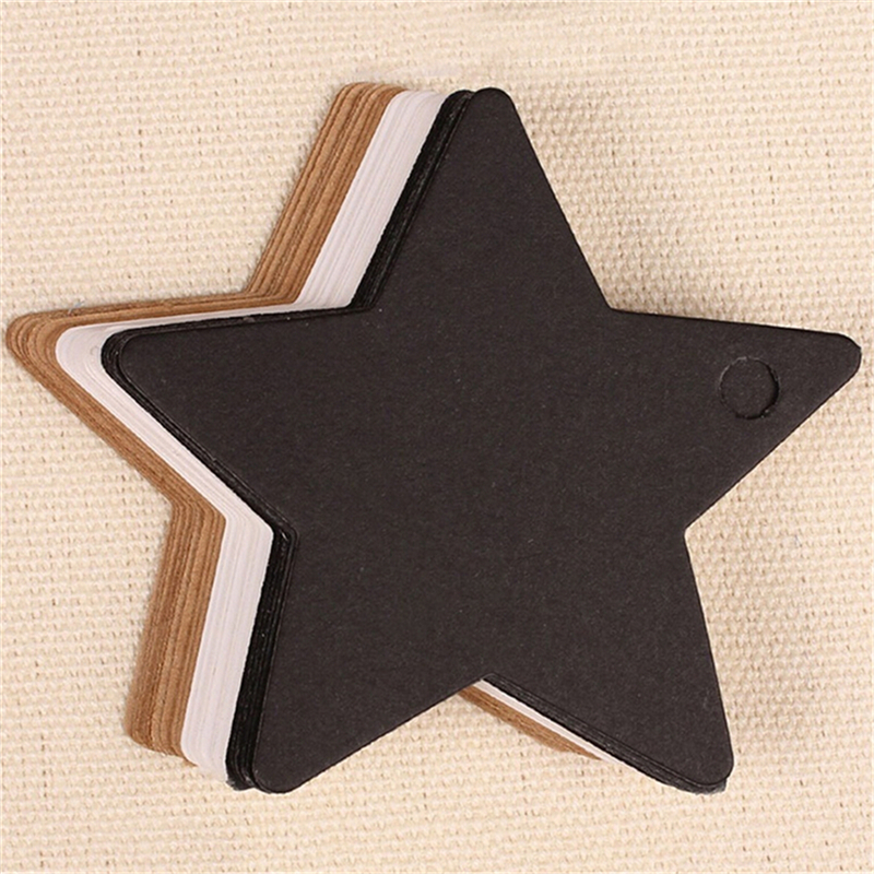 100Pc/lot Black Star Kraft Paper Label Price Tags Wedding Christmas Halloween Party Favor Gift Card Luggage Tag Packaging Labels