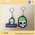 Customized skull shape logo 3d silicone keychain