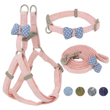 Dog Harness Leash Collar Set Adjustable Soft Cute Bow Dog Harness for Small Medium Pet Collar Leash Outdoor Walking Pet Supplies