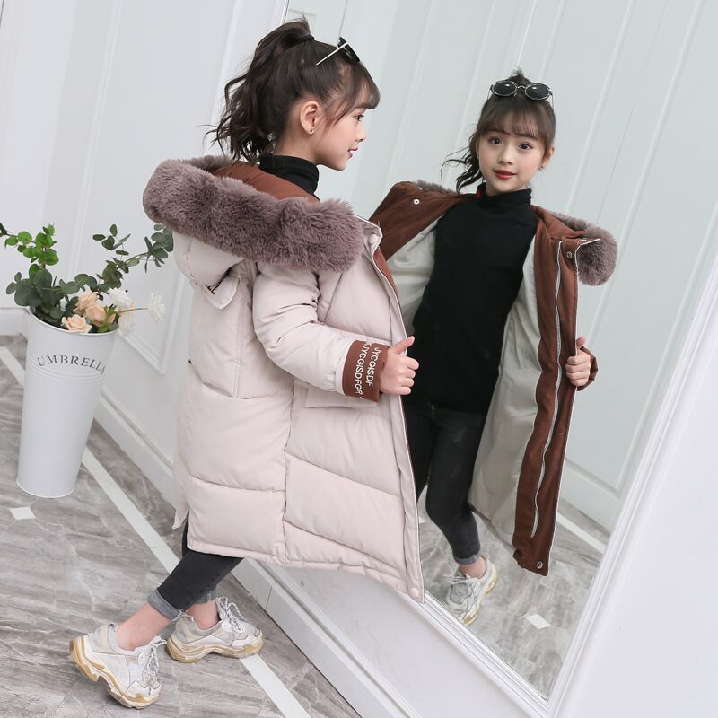 Children Winter Down Cotton Jacket 2020 New Fashion Girl Clothing Kids Clothes Thick Parka Fur Hooded Snowsuit Outerwear Coat