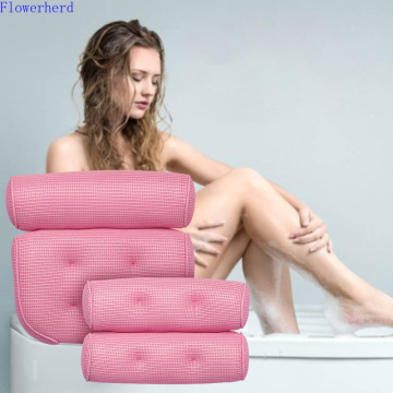 3D Waterproof Sponge Bathtub Bath Pillow Bathroom Bath Double Column Head Pillow PVC Non-slip Cushion Bath Pillow Spa Pillow