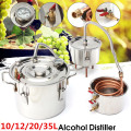 35L Home DIY Distiller Moonshine Alcohol Stainless Copper Alcohol Whisky Water Wine Essential Oil Brewing Kit With Condenser Keg