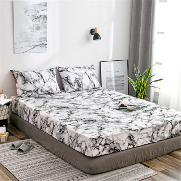 NIOBOMO printed marble bed fitted Sheet Mattress Cover Four Corners bed sheets with elast Band bedding America European size