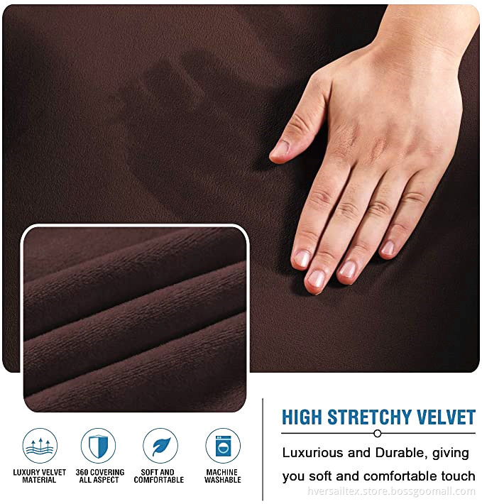 Velvet Corner Dyed L-Shaped Anti-Slip Sectional Slipcovers