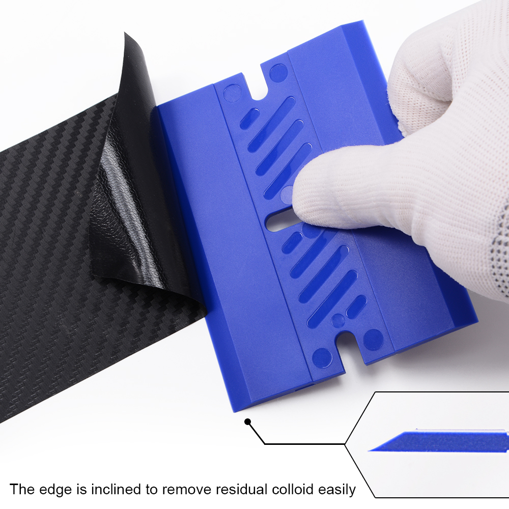 FOSHIO 2PCS Car Goods Carbon Fiber Vinyl Wrapping Tool Card Squeegee Scraper Window Tint Film Wrap Tool Sticker Remover Cleaner
