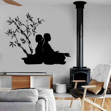 Yoga Wall Decal Zen Meditation Posture Buddhism Vinyl Wall Stickers Relax Bedroom Home Decor Bamboo Art Mural Removable S1246