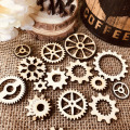 20pcs Laser Cut Wooden Embellishments Mix Gear Wheel Art Scrapbooking Wedding Decoration Wood Crafts Party Sewing Home Decor