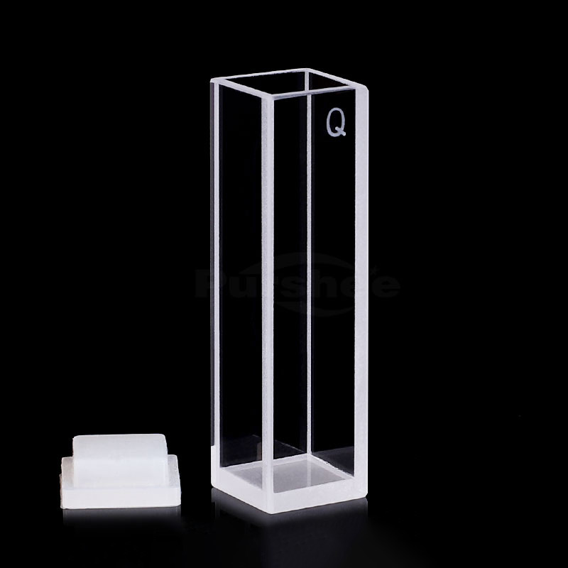 Standard quartz fluorescence cuvette cell with lid(10mm) four surfaces are transparent High transmittance