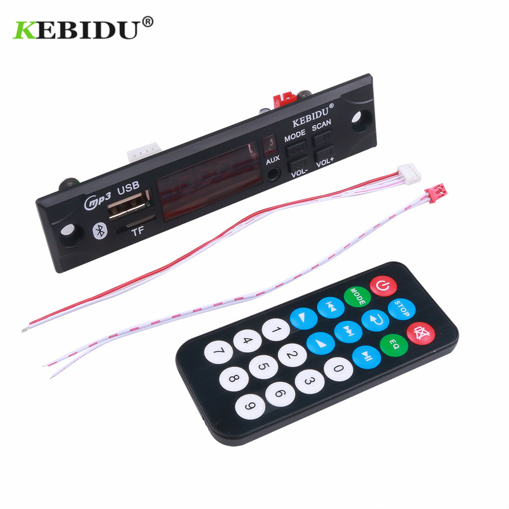 Kebidu Wireless Bluetooth 5V 12V MP3 WMA Decoder Board MP3 Player Car Audio USB TF FM Radio Module with Remote Control For Car