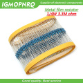 100pcs Metal film resistor Five color ring Weaving 1/4W 0.25W 1% 3M3 3M3 ohm 3M3ohm