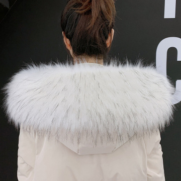 Winter Large Faux Fox Fur Collar Fake Fur Coat Scarves Luxury Women Men Jackets Hood Shawl Decor Female Neck Collar Wraps