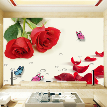 beibehang Large wall murals romantic warm red rose wallpaper wedding bedroom bedroom bed background wallpaper modern TV backdrop