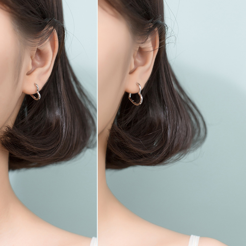 Modian Genuine 925 Sterling Silver Glossy Hearts Hoop Earring for Women Gift Simple Earring Fashion Korea Style Jewelry Bijoux