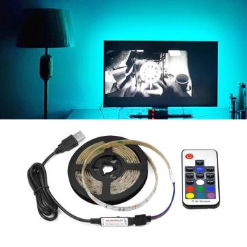 RGB diode LED Tape lighting USB 5v 2835 LED Strip Lights TV Ribbon Band Lamp with 3/17/24keys remote control