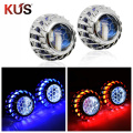 2.5inch Bi xenon hid Projector lens led day running white angel eyes H1 H4 H7 retrofit car assembly kit DRL