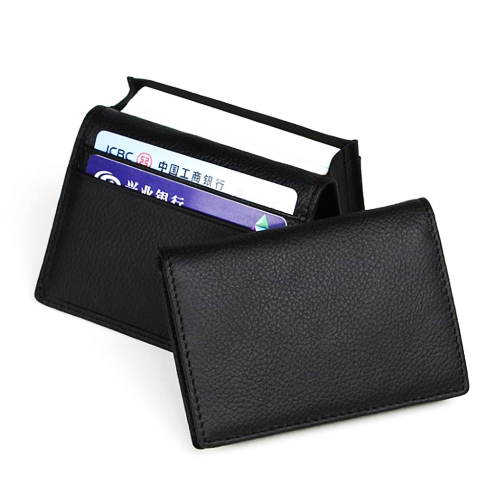 New 2018 Men Black Leather Expandable Credit Card ID Business Cards Holder Wallet Case