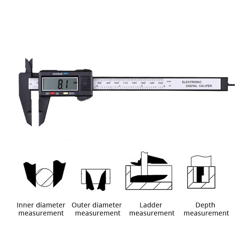 Electronic Digital Caliper Paquimetro 150mm 6 inch Digital Ruler Carbon Fiber Vernier Caliper Gauge Micrometer Measuring Tool